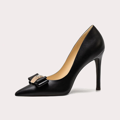 Elegant Bow Detail Pointed-Toe Heels for Women