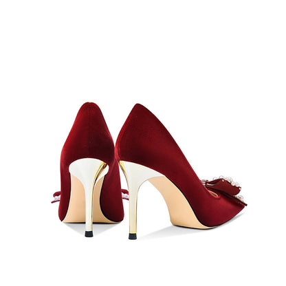 Bow Accent Pointed Toe Heels for Women